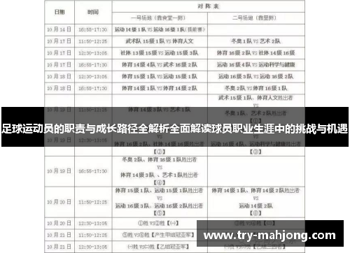 足球运动员的职责与成长路径全解析全面解读球员职业生涯中的挑战与机遇